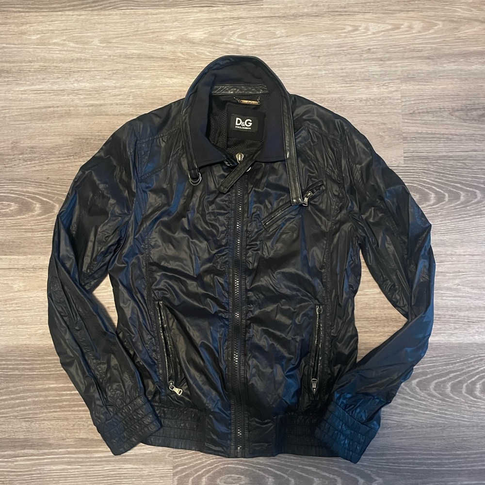 Black biker bomber jacket D&G Designer Dolce and Gabbana size 52 (L)